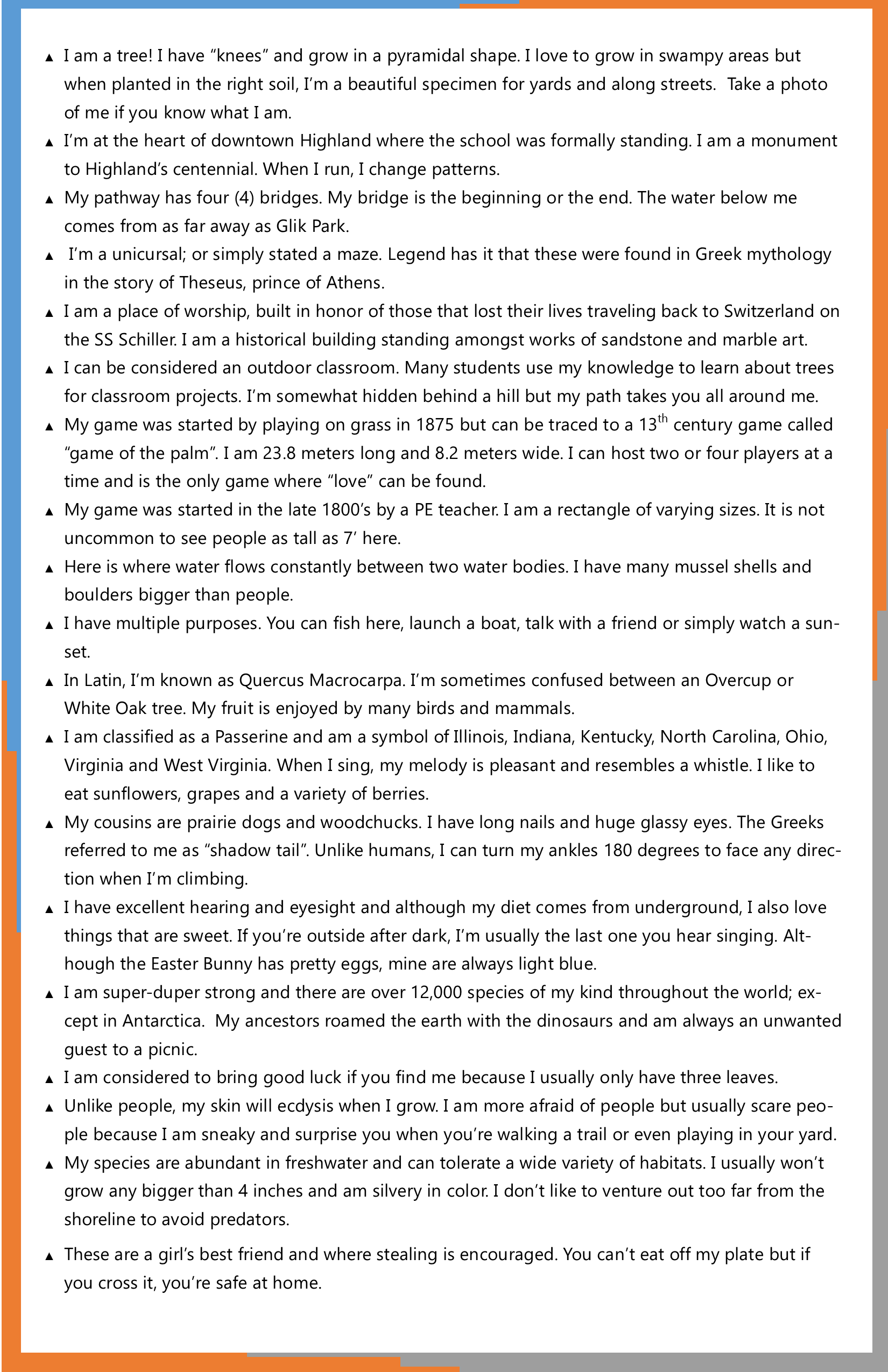 Scavenger Hunt-clues